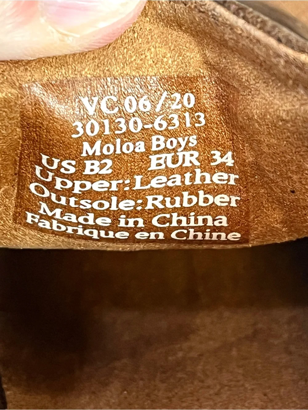 OluKai Moloa Kids Slip-On Shoes Brown Leather Size 2 Moccasins